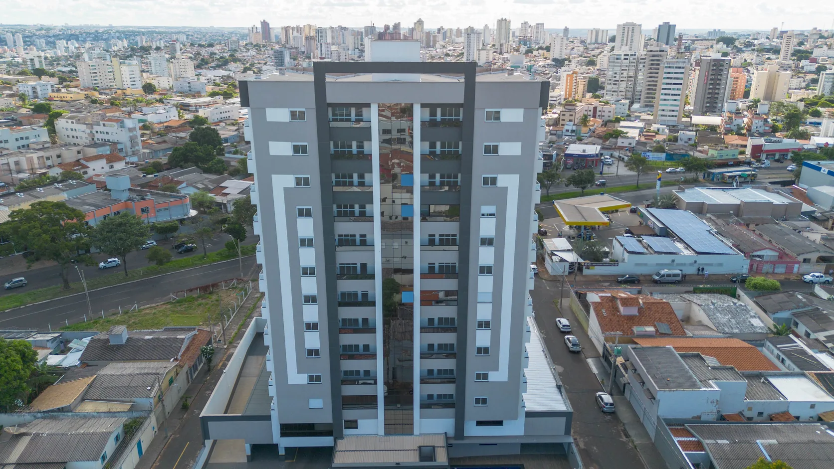 Fachada do Residencial Antares pronto, foto real
