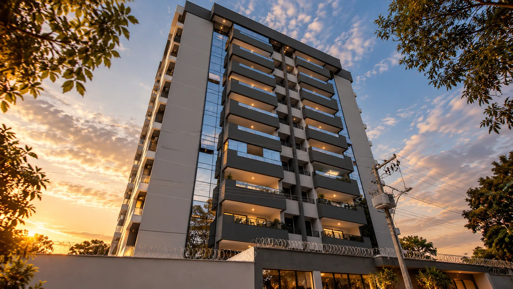 Fachada do Residencial Caribe pronto, foto real